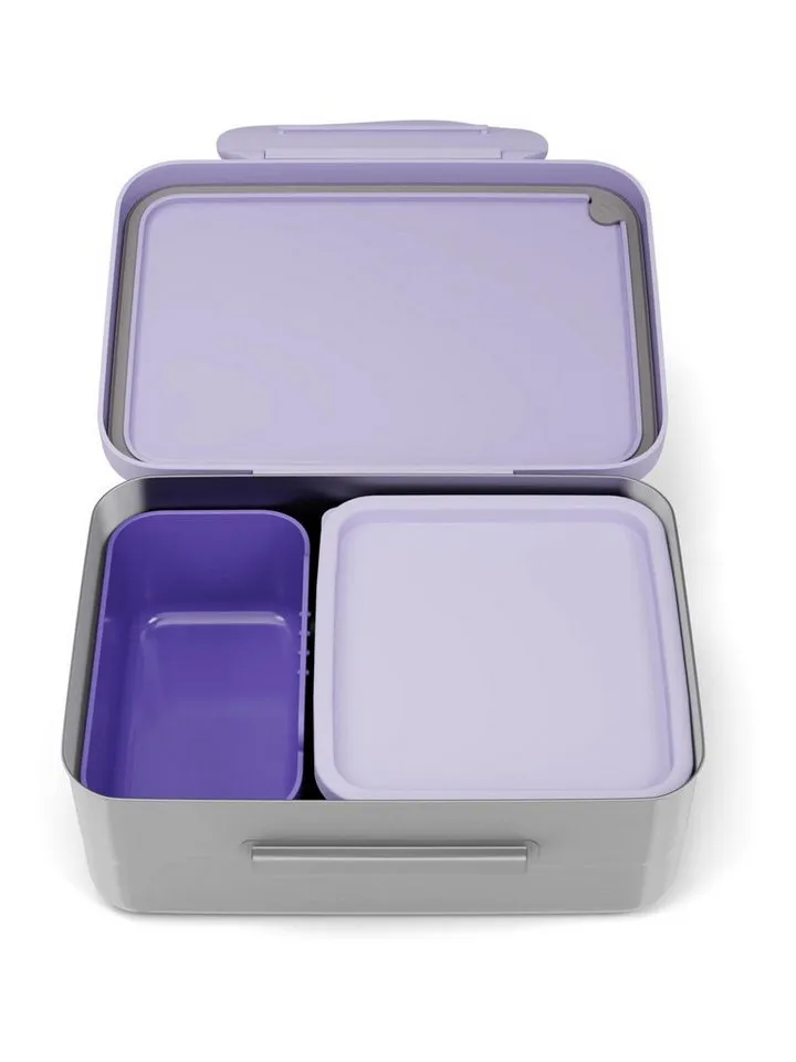 Ergobag Ergobag Lunchbox Edelstahl Brotdose, Edelstahl, (Edelstahl Brotdose, 3-tlg., 1x Brotdose, 1x Trennfach), spülmaschinengeeignet bis 45 Grad, Handwäsche empfohlen, Lila, – Produktbild 7 von 8