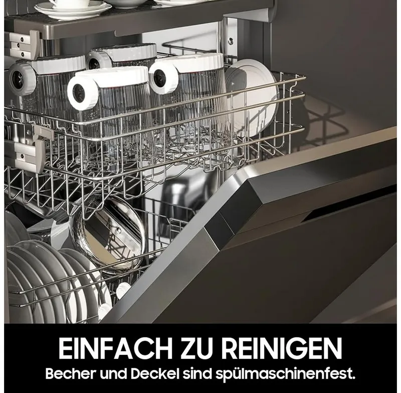 SURFOU Eisbereiteraufsatz 2er-Set Creami Zubehör, 480 ml, für NC700/NC701 Serie, BPA-frei, Spülmaschinenfest, mit grauen Deckeln, Eiscreme-Aufbewahrung, Weiß, – Produktbild 5 von 5
