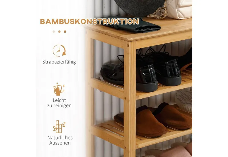 HOMCOM HOMCOM Schuhregal Schuhablage mit 5 Ebenen, Schuhständer 1-tlg., für max. 20 Paar Schuhe, Beige, – Produktbild 5 von 5