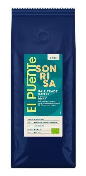 El Puente El Puente Sonrisa - Bio-Kaffeebohnen 500 g | Fair Trade | Bio-zertifiziert | Vegan | Glutenfrei, Mehrfarbig, – Produktbild 1 von 1