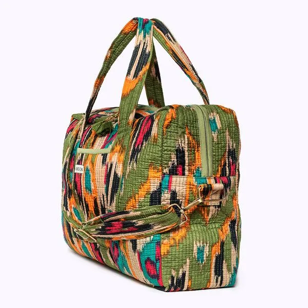 KIKOONI KIKOONI handgefertigte große Reisetasche TRAVELER BAG, Green ikat, – Produktbild 3 von 4