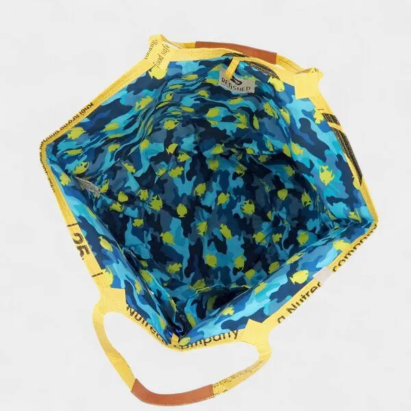 REFISHED fair fashion REFISHED fair fashion Tasche 'SOULMATE COTTON' Limitierte Edition! - upcycelte Fischfuttersäcke, #fish gelb-til/#cotton neon, – Produktbild 5 von 5