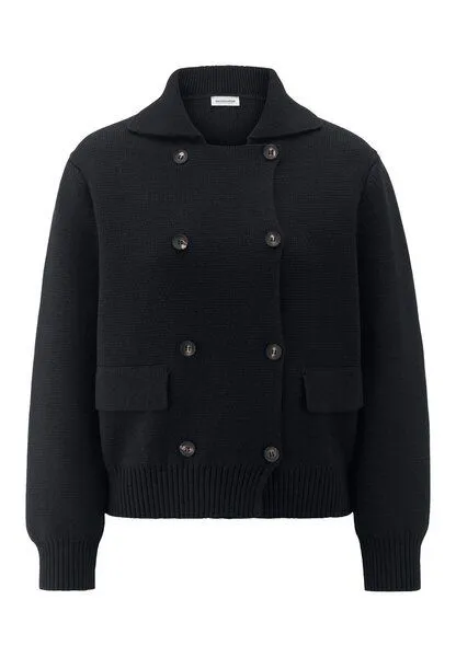 hessnatur hessnatur Strickjacke Relaxed aus Bio-Baumwolle mit Schurwolle, Schwarz, – Produktbild 3 von 4