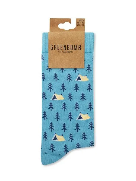 GreenBomb GREENBOMB Wood Tent Socks - Lässige Socken aus Bio-Baumwoll Mix / hochwertiger Print / Fair & Vegan, Weiß (mix), – Produktbild 2 von 2