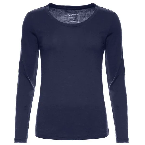 Kaipara - Merino Sportswear Kaipara - Merino Sportswear Merino Shirt Langarm Regularfit 200 weiter Halsausschnitt Damen, Blau, – Produktbild 1 von 1