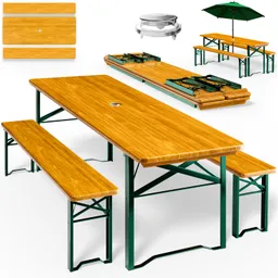 Casaria® Bierzeltgarnitur 3-tlg klappbar 170cm für 8 Personen platzsparend wetterfest – Produktbild 1 von 1