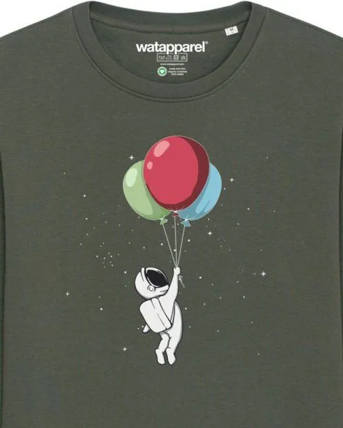 watapparel watapparel Sweatshirt Unisex Little Balloon Astronaut, Khaki, – Produktbild 3 von 4