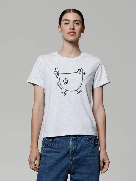 watapparel watapparel T-Shirt Frauen Le poulet - das Huhn, Cool heather grey, – Produktbild 2 von 4