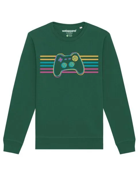 watapparel watapparel Sweatshirt Unisex Retro Joystick, Bottle green, – Produktbild 1 von 3