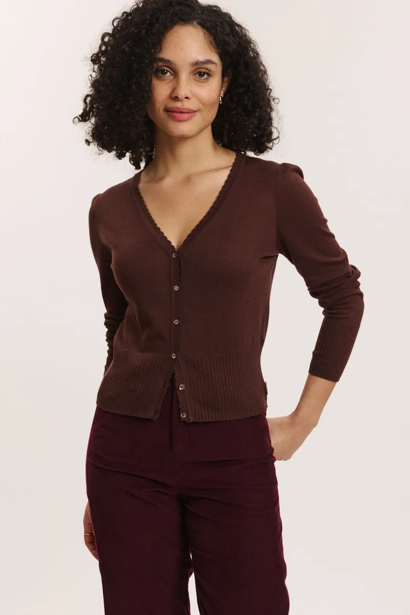 Tranquillo Tranquillo Cardigan Linaa aus Biobaumwolle, Shaved chocolate, – Produktbild 2 von 6