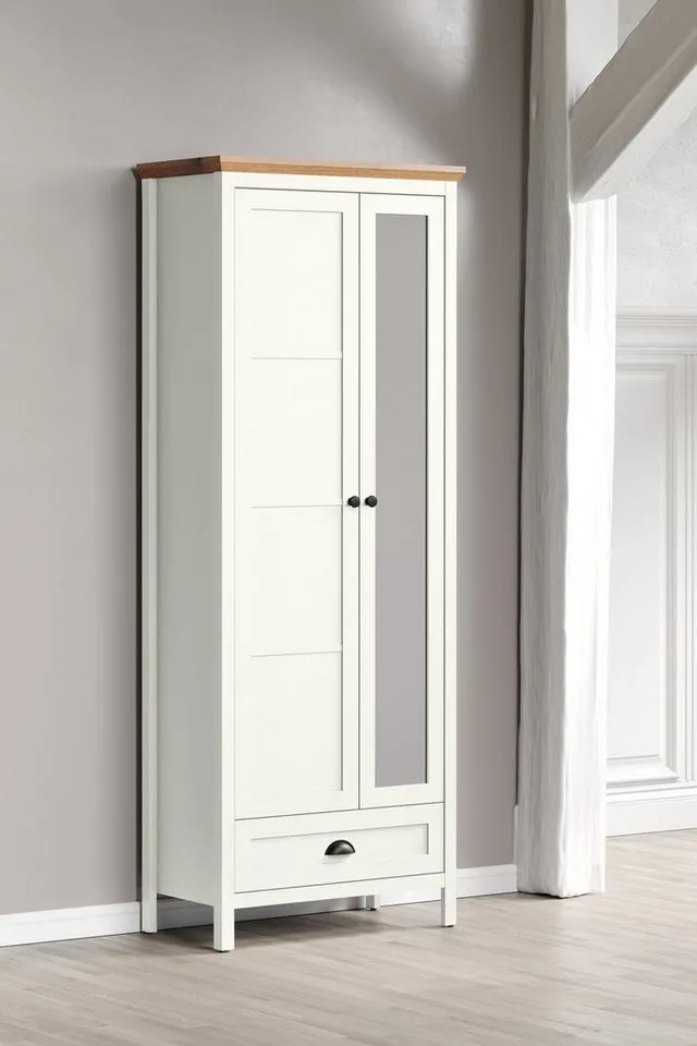 Home affaire Garderoben-Set Vienna, (5-St), Komplettset bestehend aus: Schrank, Sitzbank, Paneel, Kommode, Spiegel, Weiß, – Produktbild 3 von 5