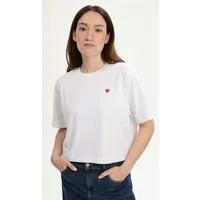 MELA MELA Bio-Damen-T-Shirt "JOSHNA" mit Herz-Stickerei, cropped, weiß, Gr. S – Produktbild 1 von 1
