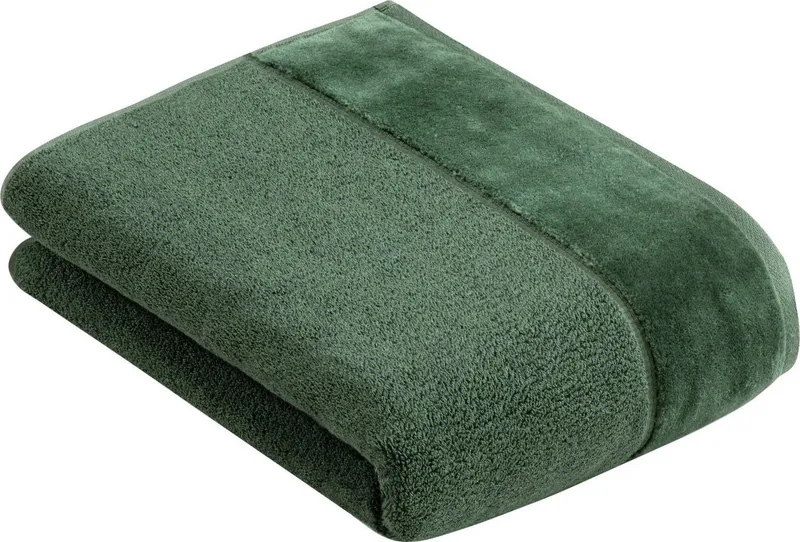 VOSSEN VOSSEN Badetuch Pure, Frottier (1-St), Baumwolle & VEGAN, mit eleganter Veloursbordüre, Grün, – Produktbild 1 von 3