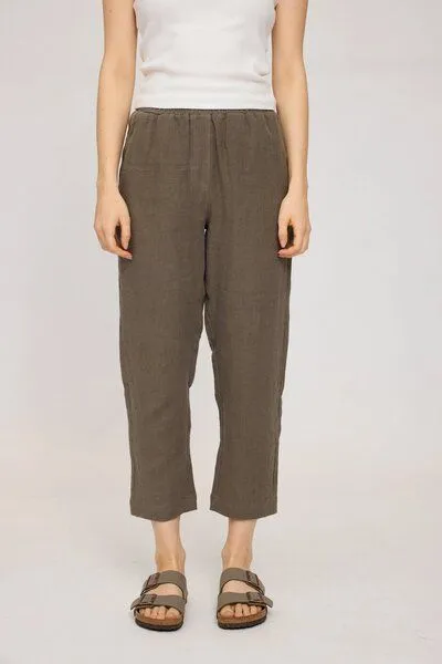 Mazine Mazine Hose - Straight Leg Linen Pants - aus 100% Leinen, Olive brown (braun), – Produktbild 1 von 3