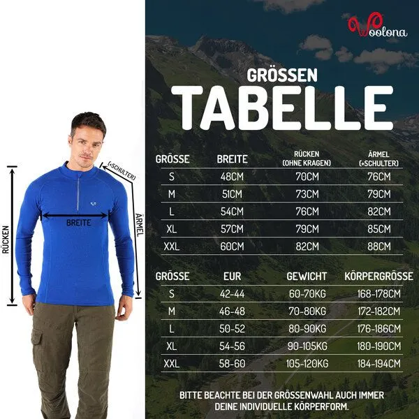 Woolona Woolona Langarmshirt - ASTRO - 100% Merinowolle (Zip), Schwarz, – Produktbild 2 von 3