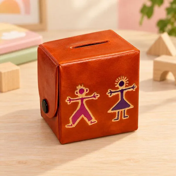Janselo Harmony Kinder-Spardose aus Shanti-Leder in Orange – Produktbild 3 von 4
