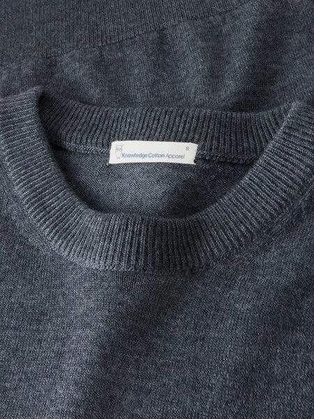 KnowledgeCotton Apparel KnowledgeCotton Apparel Merino Crew Neck Strickpullover, Dark grey melange, – Produktbild 3 von 3