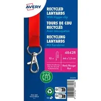 Avery Zweckform Avery Zweckform 10 Lanyards aus Recyclingkunststoff 440 x 15 mm, rot – Produktbild 1 von 1