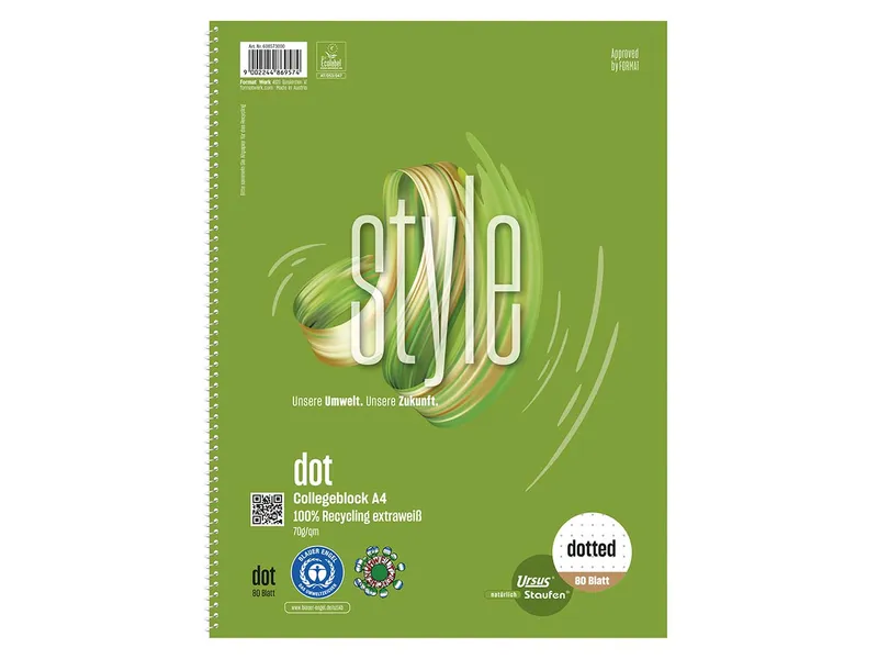 Staufen Staufen Collegeblock "Style REC" DIN A4 dotted, 80 Blatt, 70 g/m² – Produktbild 1 von 1