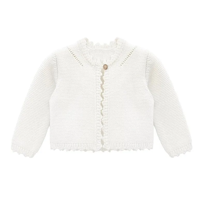 Minora Strickjacke Baby Strickjacke,Cardigan für 0-18 Monate, Leicht und Pflegeleicht, Weiß, – Produktbild 1 von 2