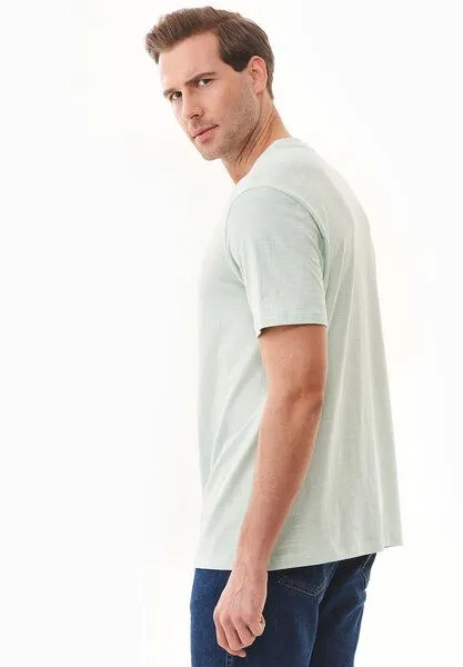 ORGANICATION ORGANICATION Basic T-Shirt aus Bio-Baumwolle, Grün(aqua green), – Produktbild 3 von 4