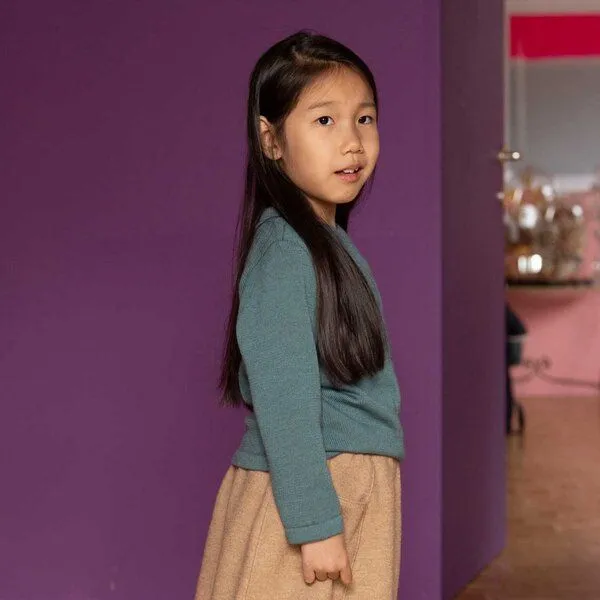 Disana disana Kinder Strick-Pullover Uni kbT-Merinowolle, Aubergine, – Produktbild 2 von 3