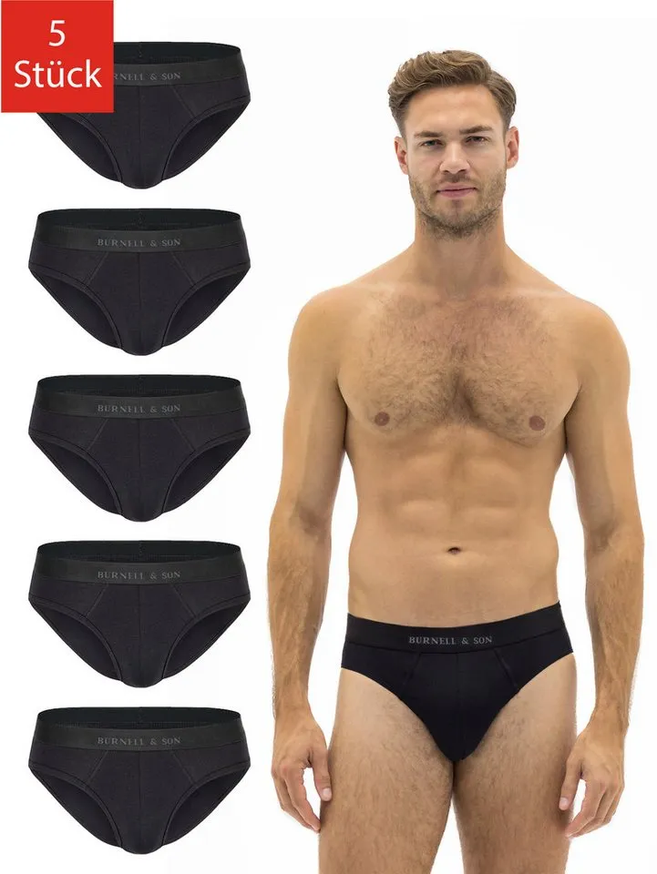 Burnell & Son Burnell & Son Slip Herren Unterhosen aus Baumwolle (Packung, 5-St., 5er-Pack) Männer Unterwäsche mit elastischem Komfortbund, Schwarz, – Produktbild 2 von 2
