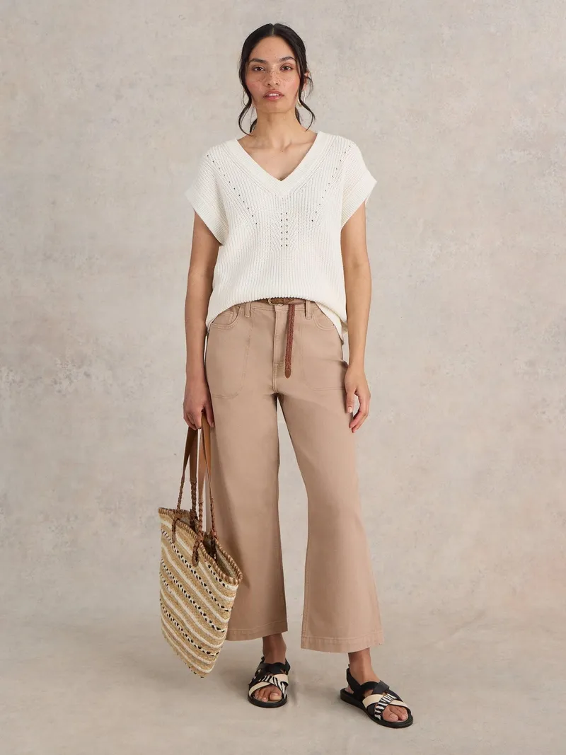 White Stuff 7/8-Jeans Tia mit weitem Bein - 50/R, Natur, – Produktbild 2 von 4