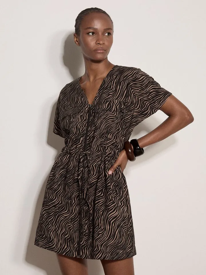 Apricot Apricot Minikleid Minikleid mit Zebra-Print und Reißverschluss, Schwarz, – Produktbild 1 von 4
