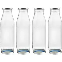mikken mikken 4er Set Milchflasche 500 ml Glasflasche mit Ersatzdeckel Blueseal – Produktbild 1 von 1