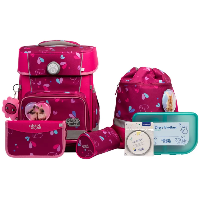 School-Mood School-Mood Champion Pro 7-tlg. Schulranzenset Klara (Häschen), Pink, – Produktbild 1 von 1