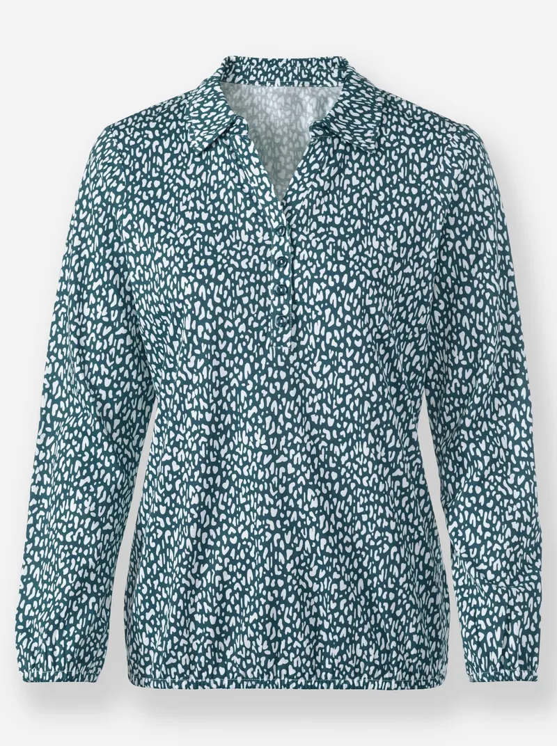 Witt Langarmshirt petrol-weiß-bedruckt, Petrol-weiß-bedruckt, – Produktbild 1 von 2