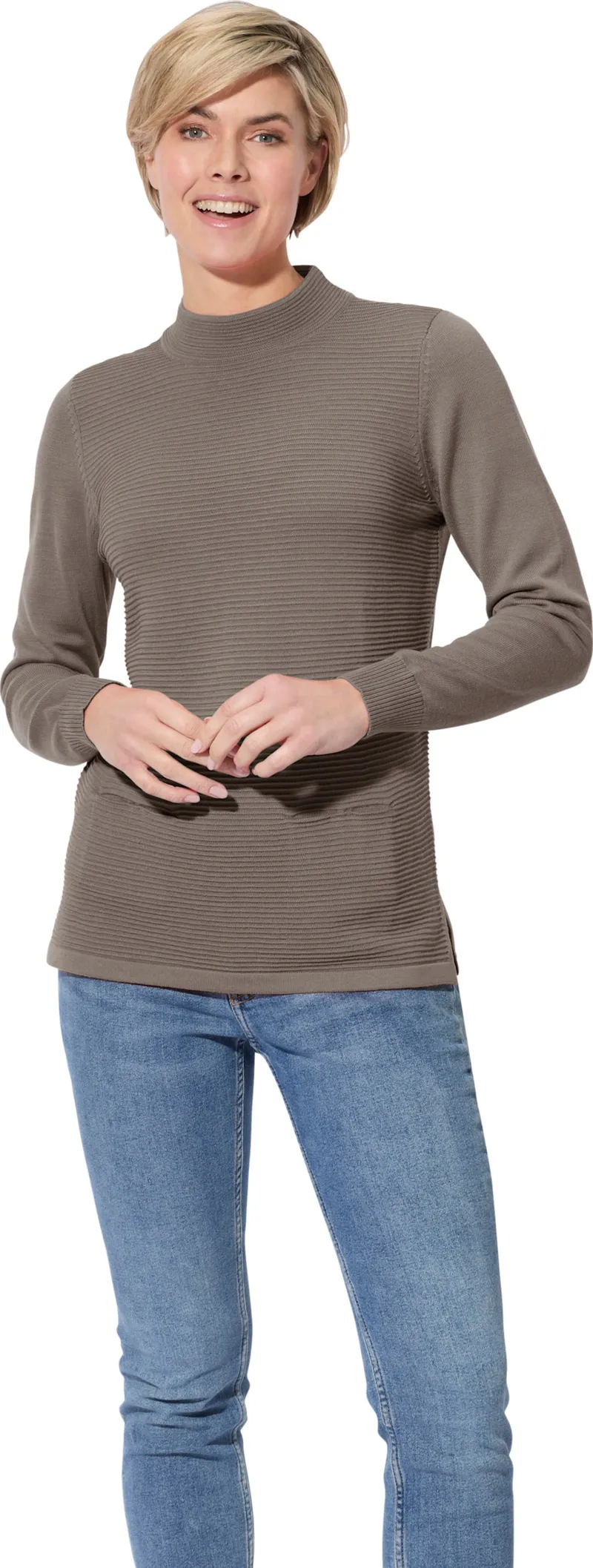 Witt Stehkragenpullover taupe, Taupe, – Produktbild 2 von 2
