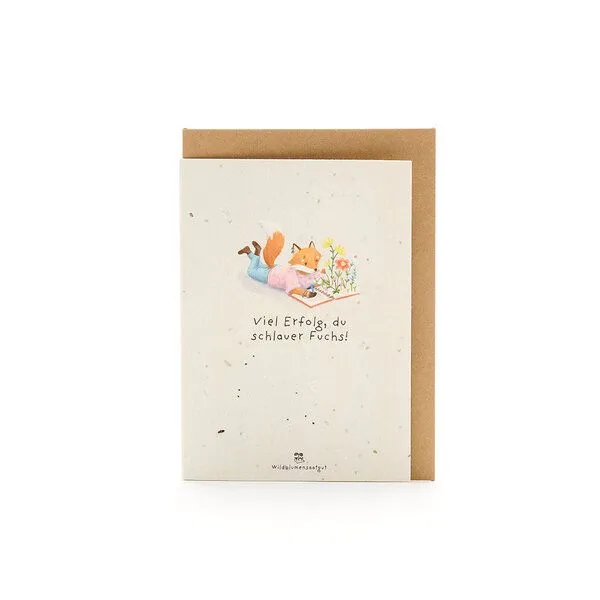 Die Stadtgärtner Die Stadtgärtner Wachsende Grußkarte zum Schulanfang I Back to School Karte „Fuchs“ mit Saatpapier I Mit Wildblumen-Samen zum Einpflanzen I Grußkarte mit Umschlag I 10,5 x 14,8 cm (DIN A6) I Kreative Geschenkidee für Kinder, Schule & Schulalltag – Produktbild 1 von 1
