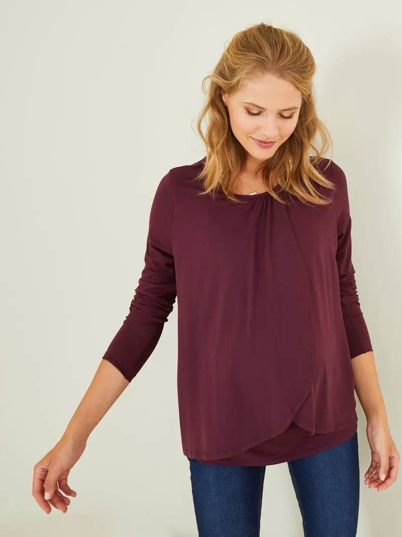 Vertbaudet Wickelshirt für Schwangerschaft & Stillzeit, Dunkelbraun, – Produktbild 2 von 4