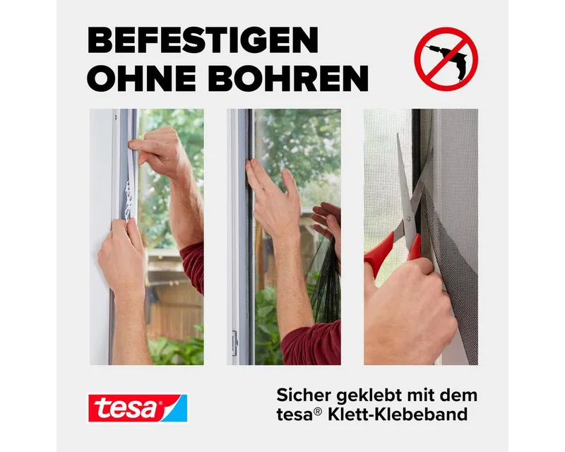 Tesa 2 tesa Fliegengitter Standard Tür 65 x 220 cm, Schwarz, – Produktbild 5 von 6