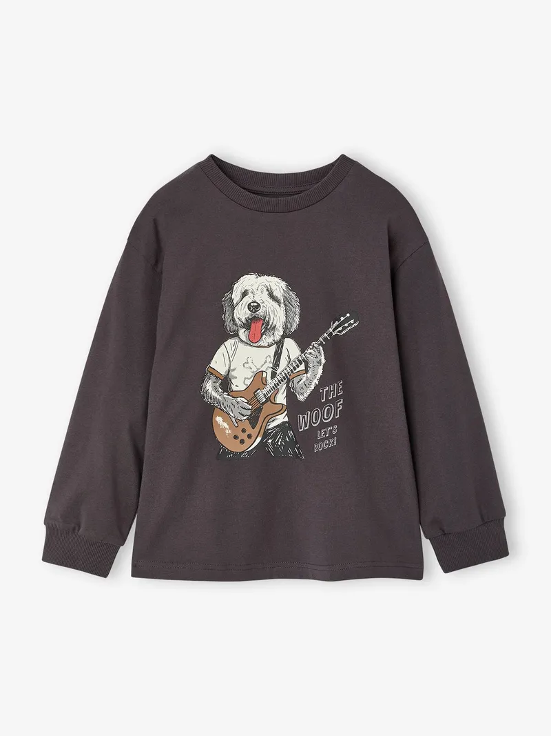 Vertbaudet Shirt mit Frontprint Jungen hund, Anthrazit hund, – Produktbild 1 von 3