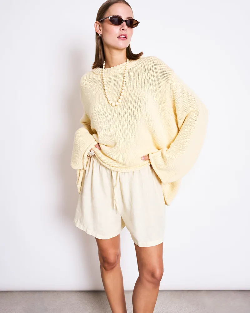 JAN N JUNE JAN 'N JUNE Damen vegan Pullover Sona Hellgelb, Gelb, – Produktbild 1 von 2