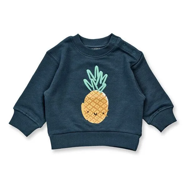 Sense Organics Sense Organics Baby Sweatshirt, Modell SIAM, Ananas-druck auf dunklem petrol, – Produktbild 1 von 4