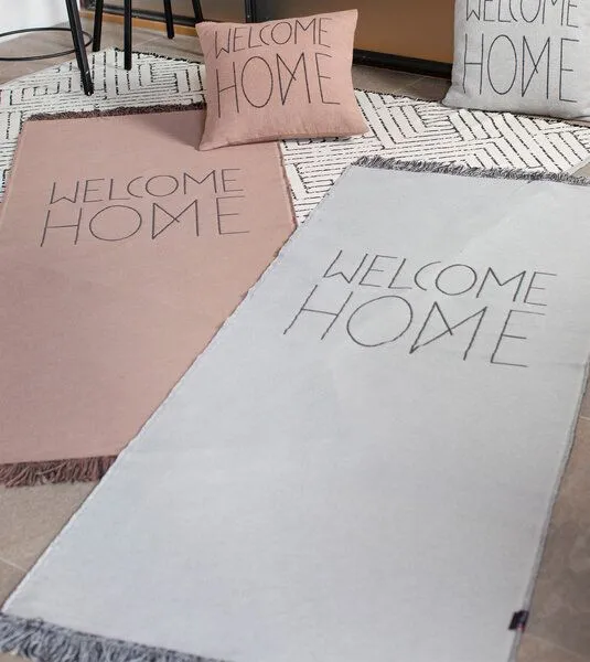 david fussenegger David Fussenegger Läufer „Welcome Home“ mit Fransen, 75 x 200 cm, Grau, – Produktbild 1 von 2