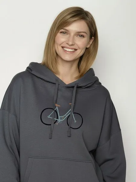 GreenBomb GREENBOMB Bike Freehand Mello - Lässiger Hoodie aus Bio-Baumwolle / hochwertiger Print / GOTS / Fair & Vegan, Grau (gravel), – Produktbild 2 von 4