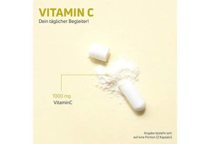 Neosupps Vitamin C hochdosiert,120 Kapseln, Vegan, 1000 mg pro Tagesdosis Kapseln, Antioxidans, Zellschutz, unterstützt Eisenaufnahme & Kollagenbildung – Produktbild 5 von 5