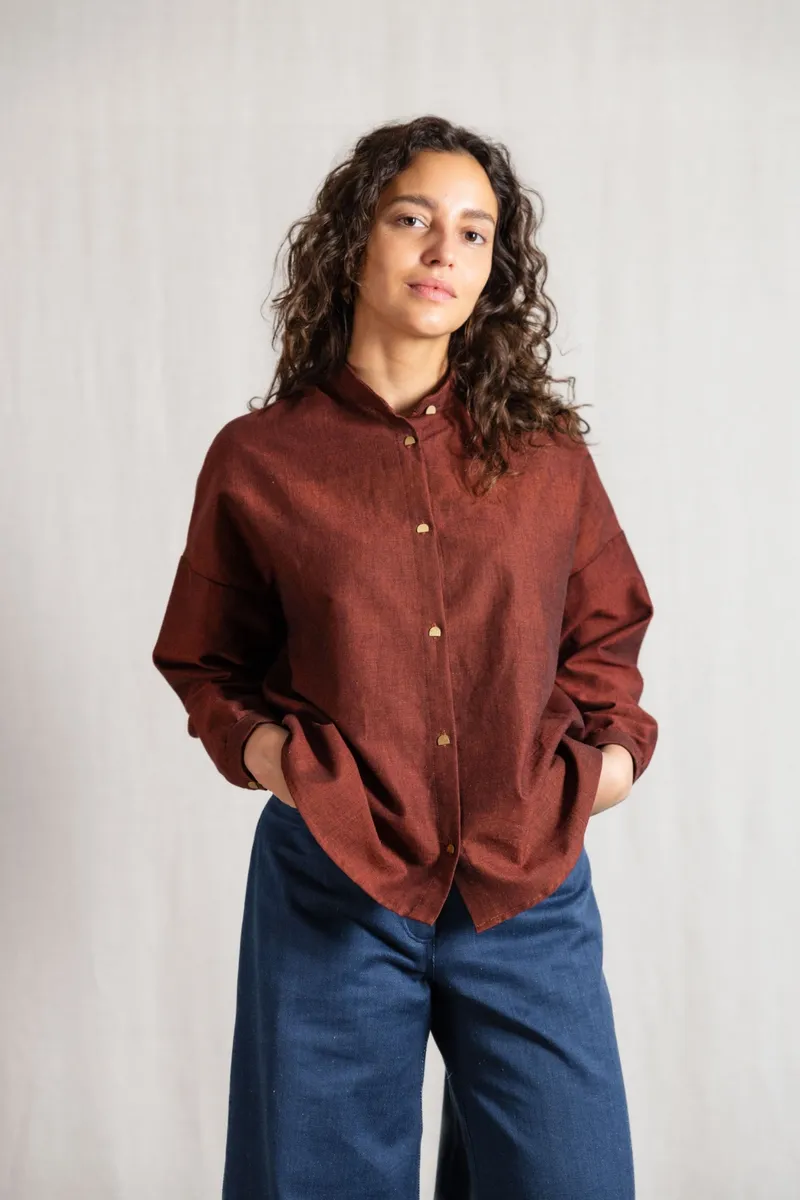 Jyoti - Fair Works Jyoti - Fair Works Damen vegan Bluse Hawali Rum Raisin Braun, Braun, – Produktbild 2 von 2