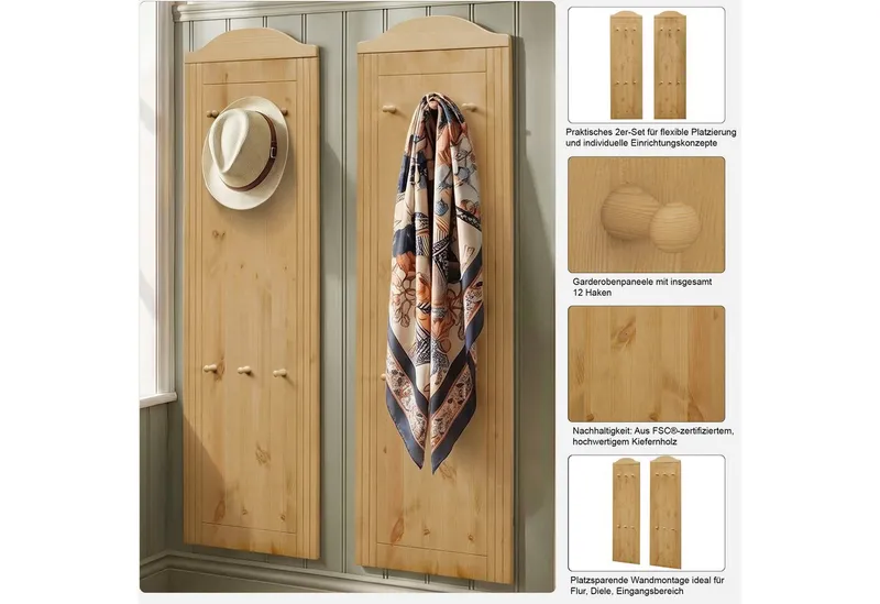 OTTO home Garderobenpaneel Finca, im 2er-Set, Weiß, – Produktbild 4 von 4