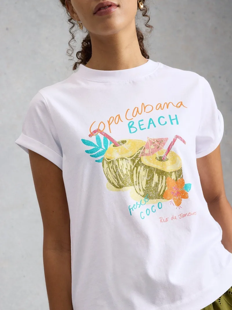 White Stuff Grafik-T-Shirt Gina - 40, Weiß multi, – Produktbild 3 von 4
