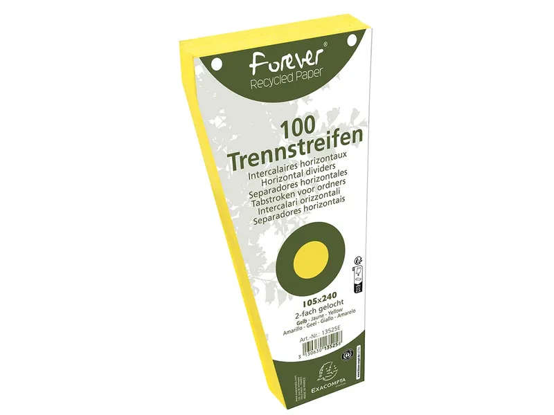 Exacompta 6 x 100 Exacompta Trennstreifen "Forever", Trapezform, 180 g/m², 105 x 240 mm, gelb – Produktbild 1 von 1