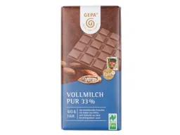 gepa GEPA Bio-Vollmilch-Schokolade "Pur 33 %", 100 g – Produktbild 1 von 1