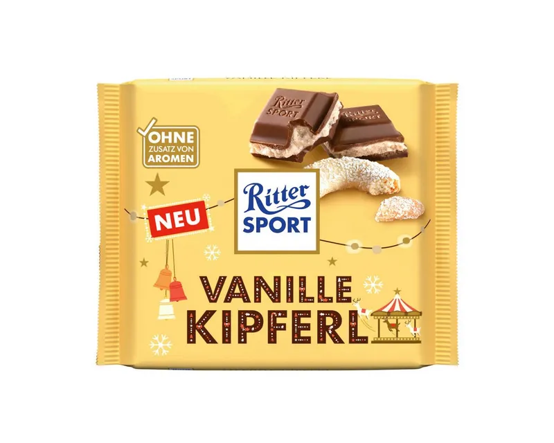 Ritter Sport Ritter Sport Schokolade, Ritter Sport Vanillekipferl gefüllte Vollmilchschokolade Packung 100g – Produktbild 2 von 3