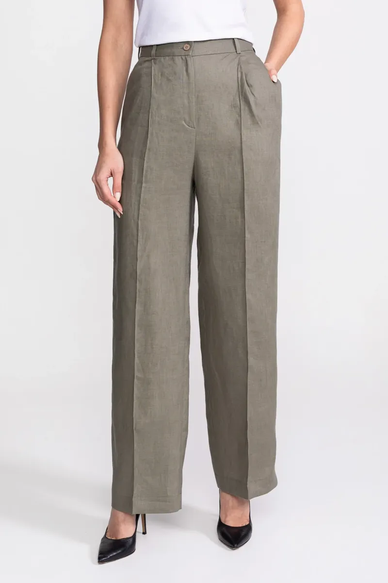 De IONESCU De IONESCU Damen vegan Hose Figa Leinen, Olivgrün, – Produktbild 2 von 2