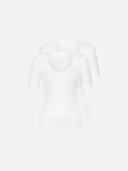 erlich textil erlich textil Light Touch tiefausgeschnittenes T-shirt im 2er Pack aus weichem Modal, made in Europe – Produktbild 1 von 1